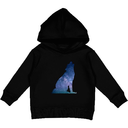 Galaxy Wolf Kids Pullover Hoodies