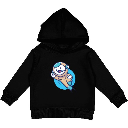 Cute robot flying Kids Pullover Hoodies