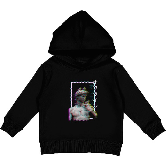 Greek Statue Ancient Vaporwave Synthwave Glitch Kids Pullover Hoodies