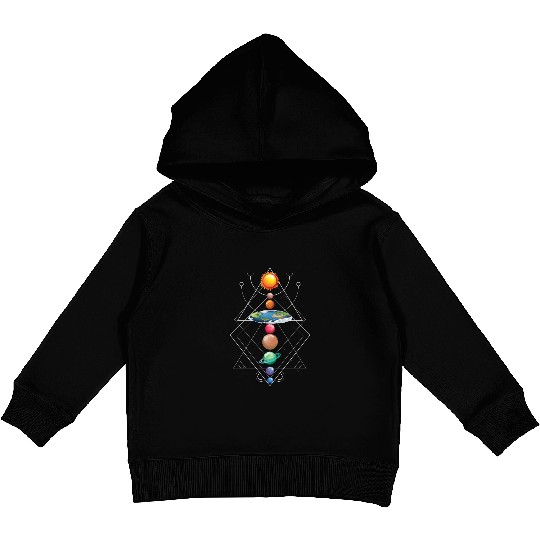 Solar System Flat Earth I Love My Planet Space Kids Pullover Hoodies