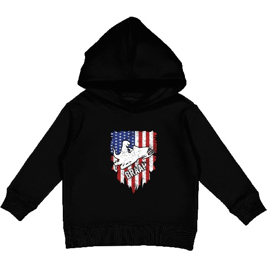 Snowmobile USA Flag Gift Dinosaur Snowmobiling Kid Kids Pullover Hoodies