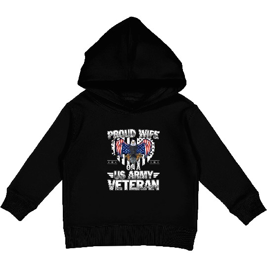 Proud Wife Of A US Army Veteran Kids Pullover Hoodies