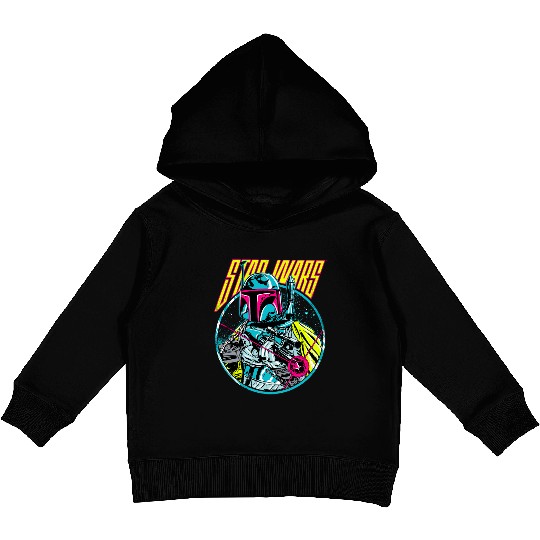 Star Wars Boba Fett Neon Blaster Vintage Graphic Kids Pullover Hoodies