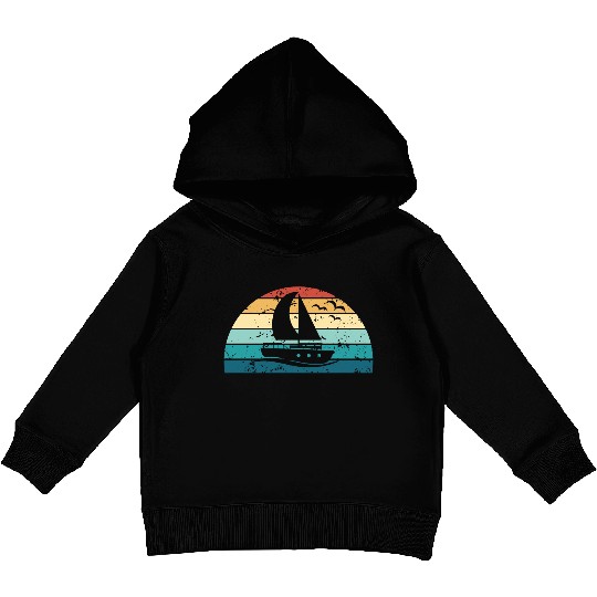 Retro Boating Sunset Vintage boat Sunrise Kids Pullover Hoodies
