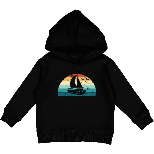 Retro Boating Sunset Vintage boat Sunrise Kids Pullover Hoodies
