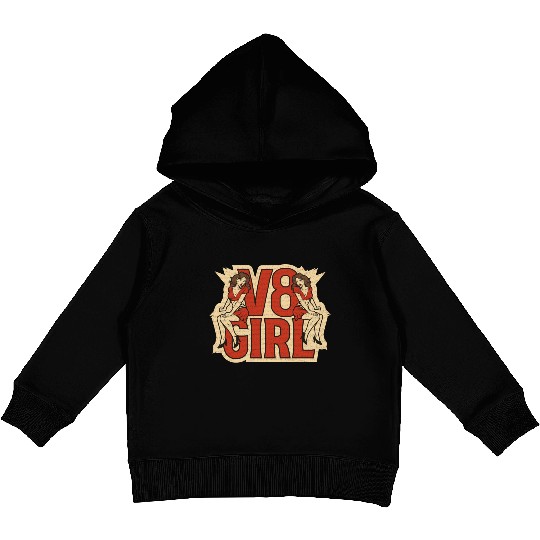 Muscle Car Girl - V8 Girl Kids Pullover Hoodies