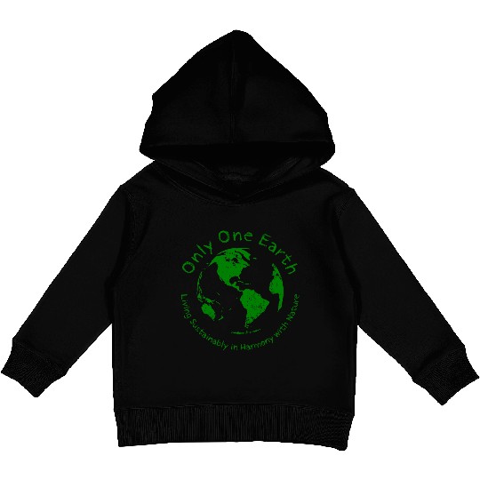 Only One Earth - dark green vintage design Kids Pullover Hoodies