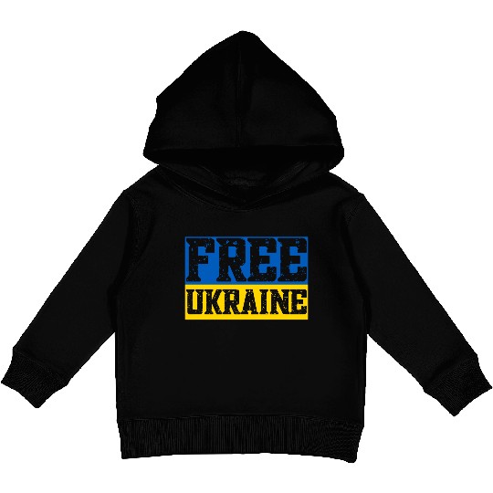 Free Ukraine Flag Kids Pullover Hoodies