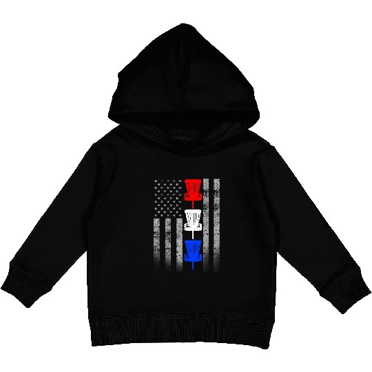 Red White and Blue Disc Golf Flag Kids Pullover Hoodies