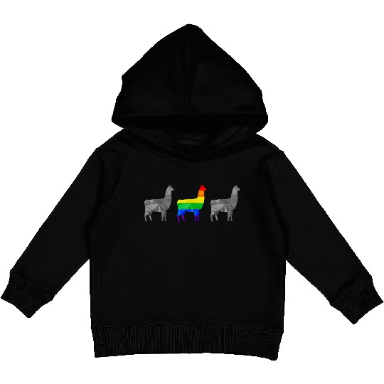 Llama Alpaca LGBTQ Gay Pride Rainbow Flag Kids Pullover Hoodies