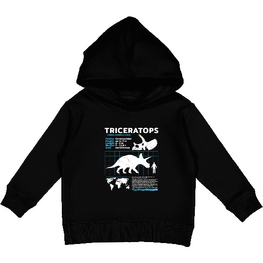 triceratops fact sheet Kids Pullover Hoodies