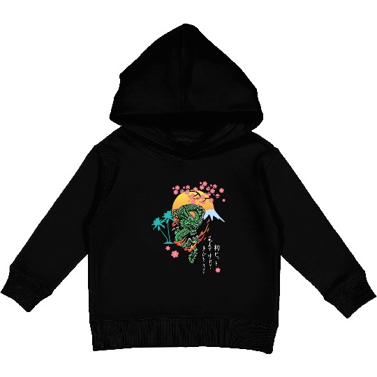 Dragon Sun Cherry Blossom | Japanese Culture Kids Pullover Hoodies