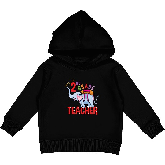 Back To School Elephant 2nd Grade Teacher Kids Pullover Hoodies