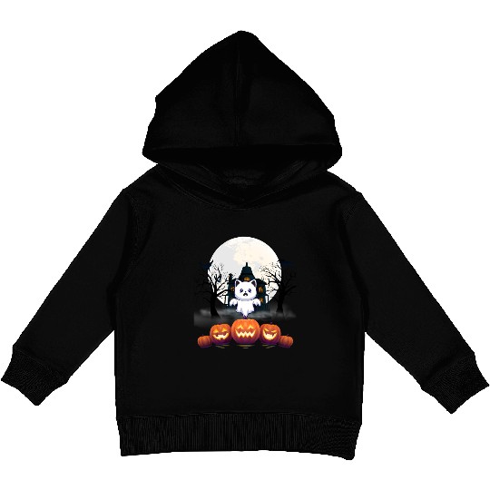 Ghost House & Pumpkin Funny Cats Ghost Halloween Kids Pullover Hoodies