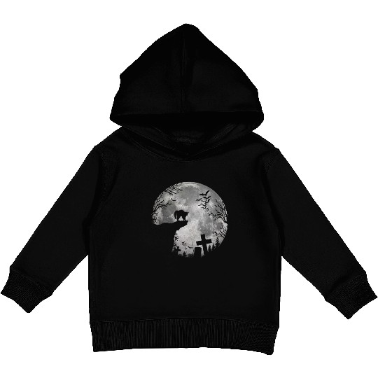 Halloween Bats and Black Cats Witchs Moon Kids Pullover Hoodies