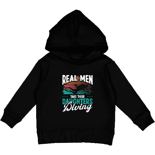 Diver Real Men taker their Daughters Scuba Diving Kids Pullover Hoodies