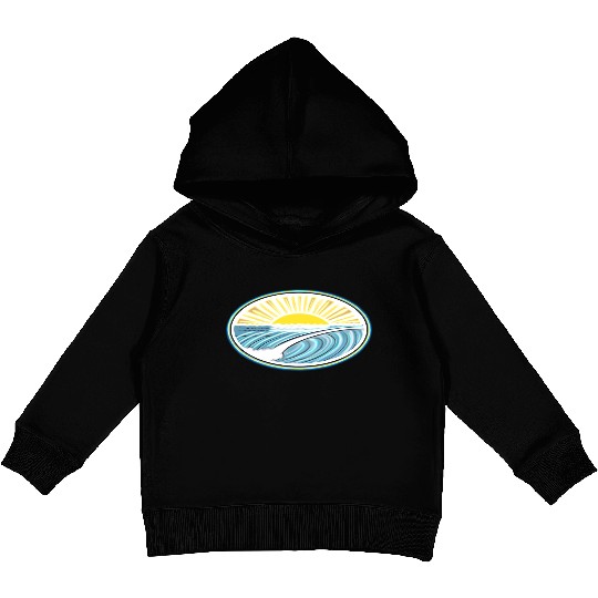 Surf Sunrise Oval Kids Pullover Hoodies