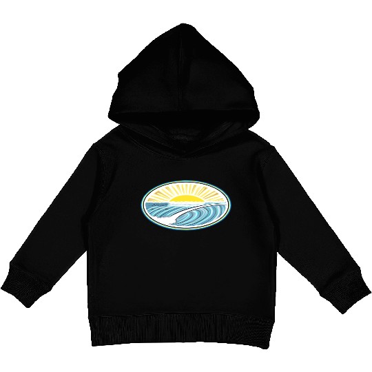Surf Sunrise Oval Kids Pullover Hoodies