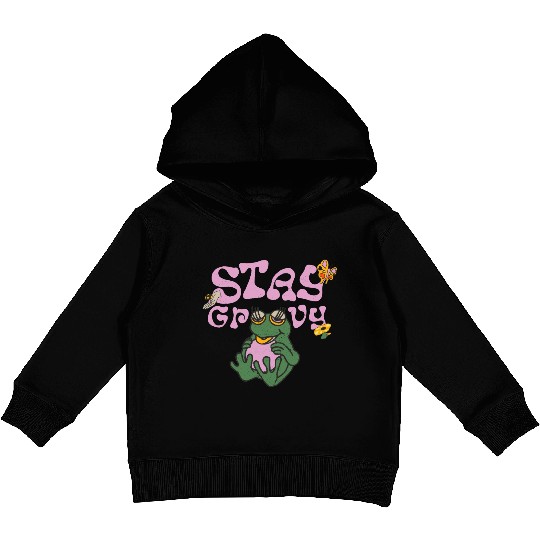 Stay Grvy - Pink Dark Green Typecentric Kids Pullover Hoodies