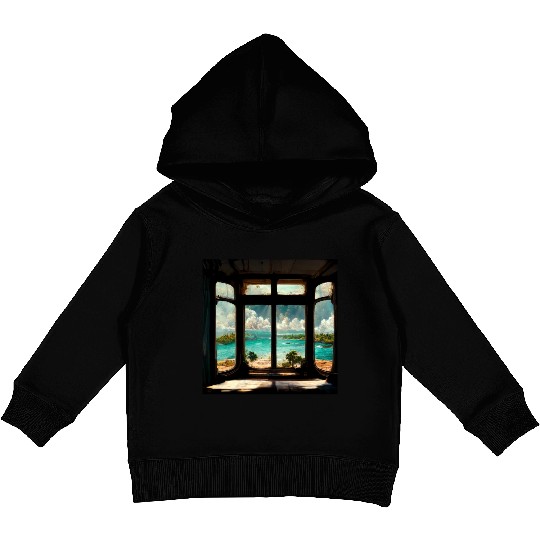 Paradise island painting Kids Pullover Hoodies