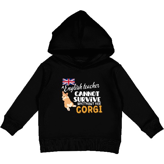 English teacher gift idea for women dog Corgi Kids Pullover Hoodies