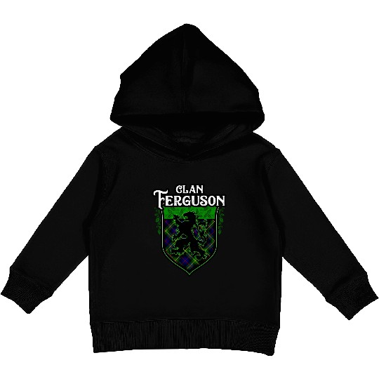 Clan Ferguson Scottish Tartan Rampant Lion Celtic Kids Pullover Hoodies