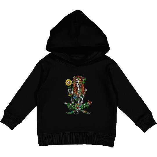 Skeleton Hippie Psychedelic Sunflower Nature Flora Kids Pullover Hoodies