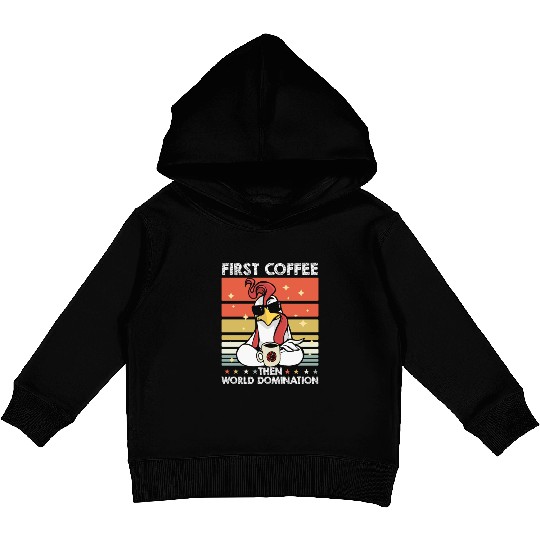 Rooster Cock Coffee Sunglasses Kids Pullover Hoodies