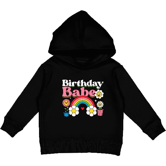 Pastel Daisy Rainbow Birthday Girl Kids Pullover Hoodies