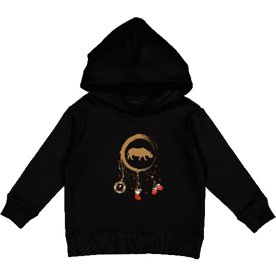 Winter dreamcatcher Christmas Rhino Kids Pullover Hoodies