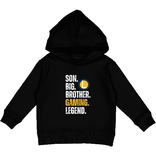 SON BROTHER GAMING LEGEND for gamer textured text Kids Pullover Hoodies