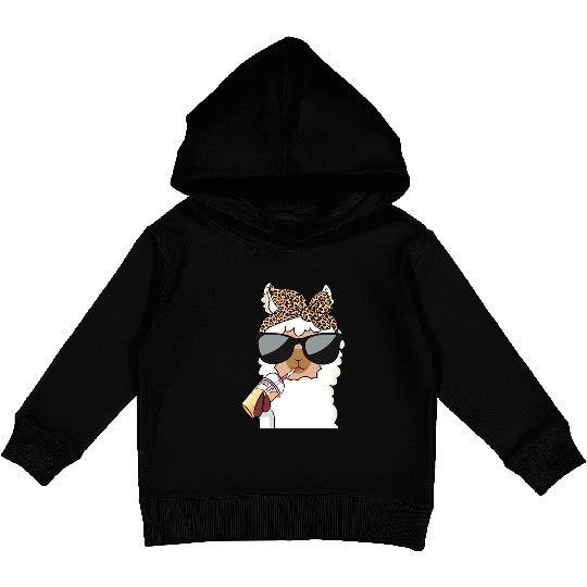 Llama Leopard Girls Women Alpaca Lover Kids Pullover Hoodies