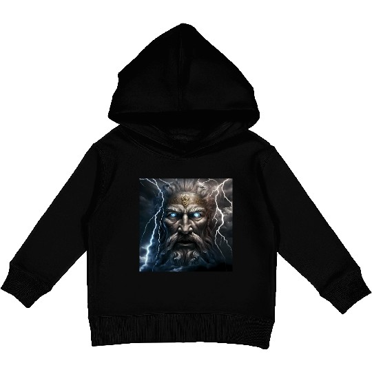 Portrait of Zeus Kids Pullover Hoodies
