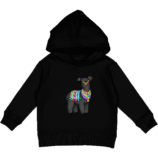 Black Alpaca in Peruvian folk colors and tassels Kids Pullover Hoodies