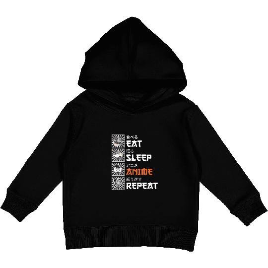Eat, Sleep, Anime, Repeat - Gift For Christmas Day Kids Pullover Hoodies