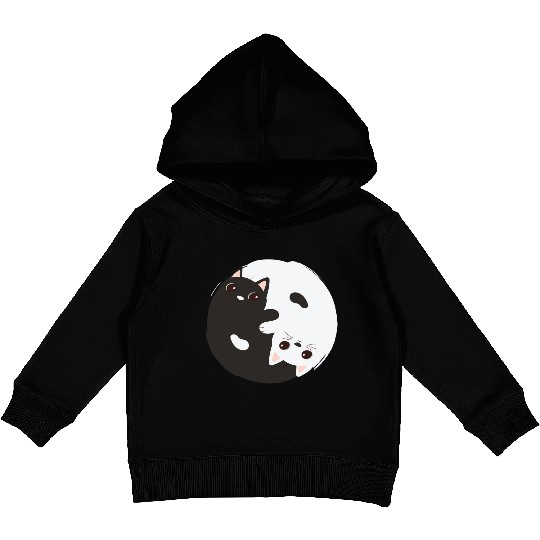 ying yang cat Kids Pullover Hoodies