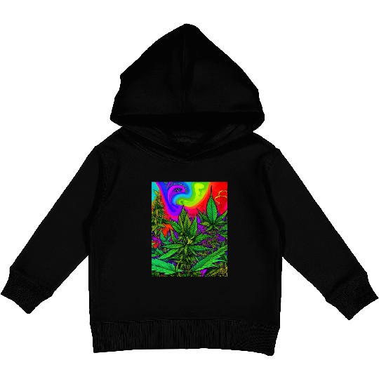 Psychedelic cannabis land Kids Pullover Hoodies