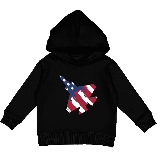 F-35 Lightning Military American Painted Flag Jet Kids Pullover Hoodies