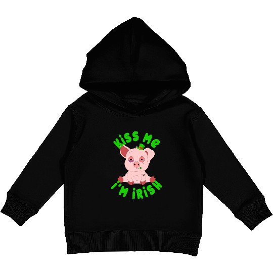 St Patricks Day Year of the Pig Shenanigan Piglet Kids Pullover Hoodies