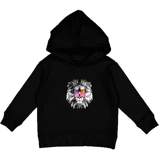 Geometric Art Lion - Geometric Lion Tattoo | Low P Kids Pullover Hoodies