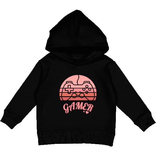Pink Retro Gamer Valentine Day Kids Pullover Hoodies