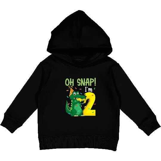 Oh Snap I'm 2 Crocodile 2nd Birthday Alligator Kids Pullover Hoodies