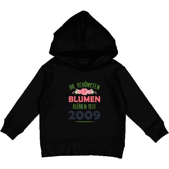 Born In 2009 Flowers Saying Birthday Gift Kids Pullover Hoodies