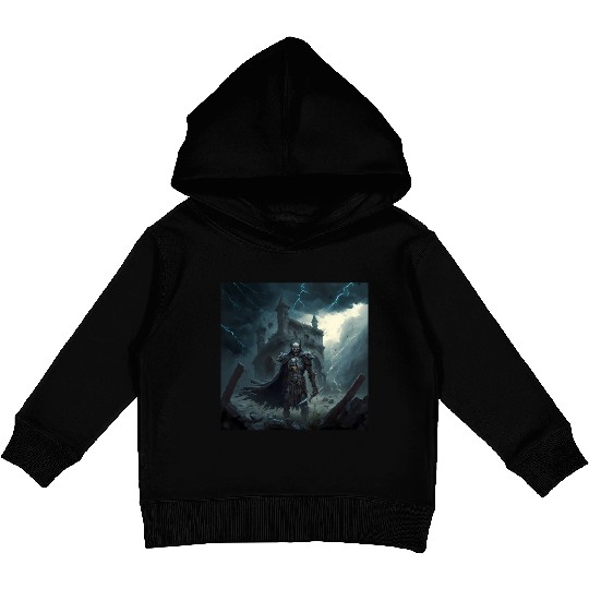 Death Knight in Thunderstorm Kids Pullover Hoodies
