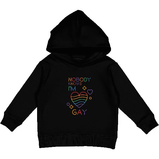 Nobody Knows I'm Gay LGBT Pride Month Rainbow Colo Kids Pullover Hoodies