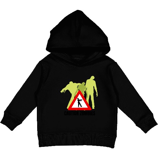 Caution Zombies Design Kids Pullover Hoodies