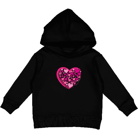 Cute Pink and Lilac Hearts in a Big Pink Heart Kids Pullover Hoodies