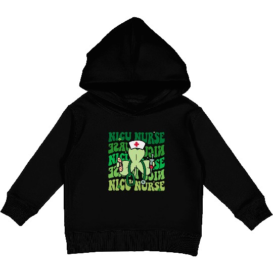 Groovy NICU Nurse Funny St Patrick's Day Kids Pullover Hoodies