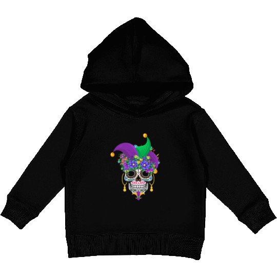 Mardi Gras Mask Dia De Los Muertos Flower Sugar Kids Pullover Hoodies