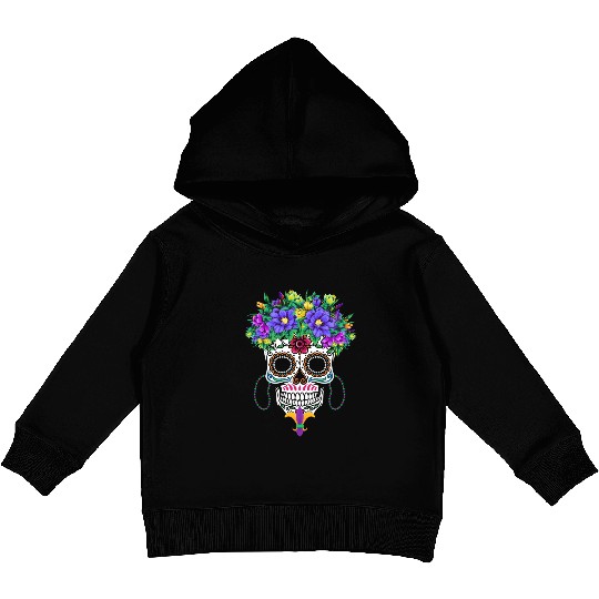 El Dia De Los Muertos Mardi Gras Costume Flower Kids Pullover Hoodies